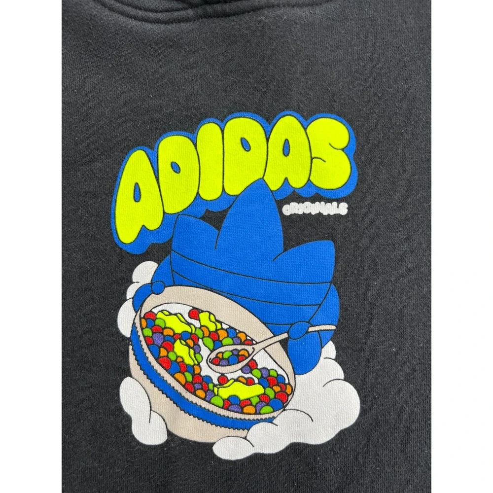Kids Adidas Originals Black Hoodie Cereal‎ Graphic Pullover Size XL 15 16Y